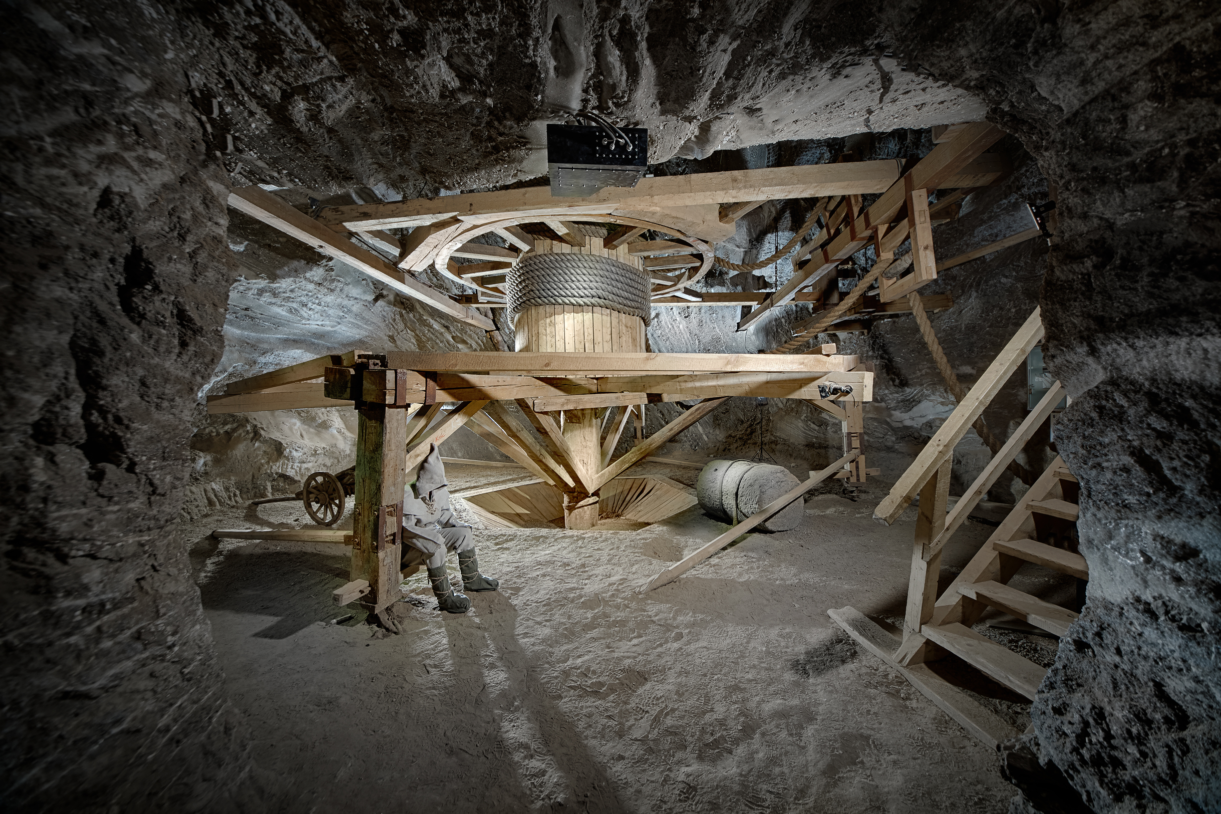 Kierat drewniany w kopalni soli w Wieliczce