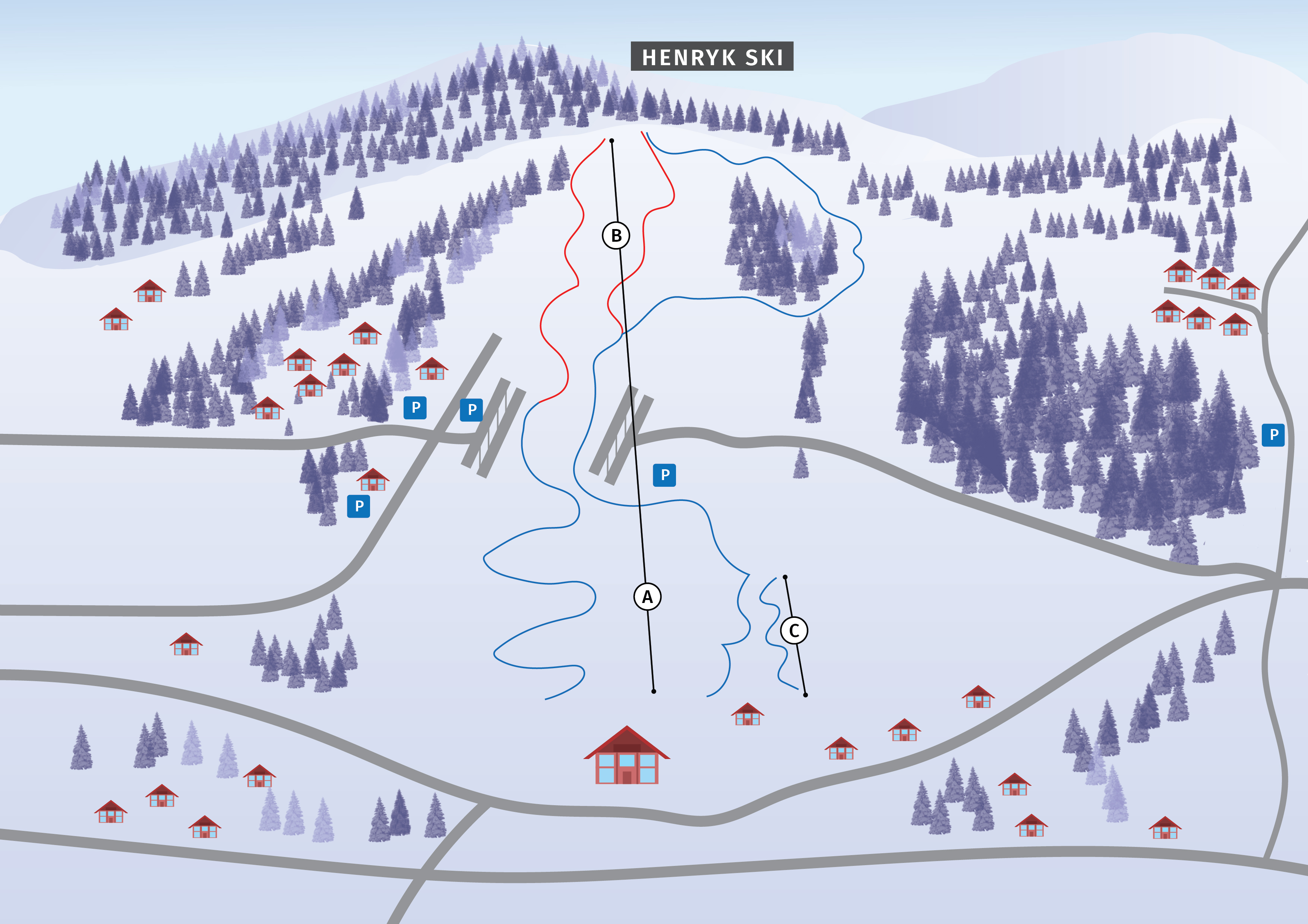 mapa stacji narciarskiej Henryk Ski